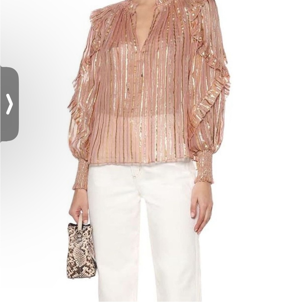ULLA JOHNSON Lucinda Pink Gold blouse 6